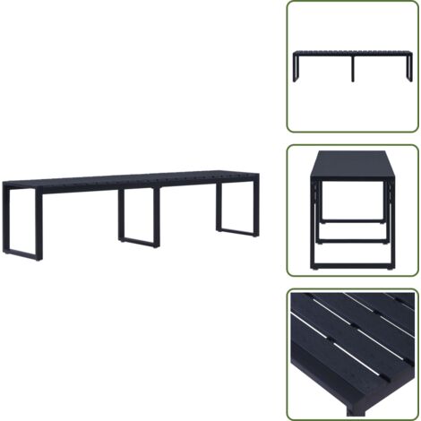 The Living Store Banco de jardín tablero PS negro 180 cm - Banco exterior