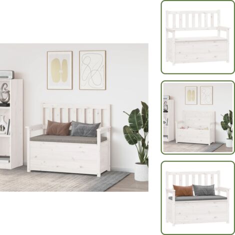 The Living Store Banco de madera maciza de pino blanco 112,5x51,5x96,5 cm - Banco de pino
