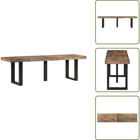 The Living Store Banco de madera maciza reciclada y acero 160 cm - Banco industrial