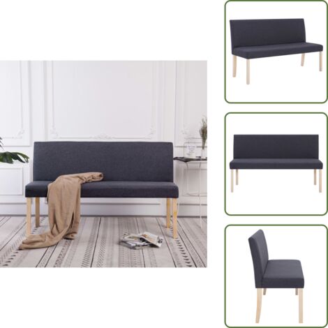 The Living Store Banco de poliéster 139,5 cm gris - Banco de gomaespuma