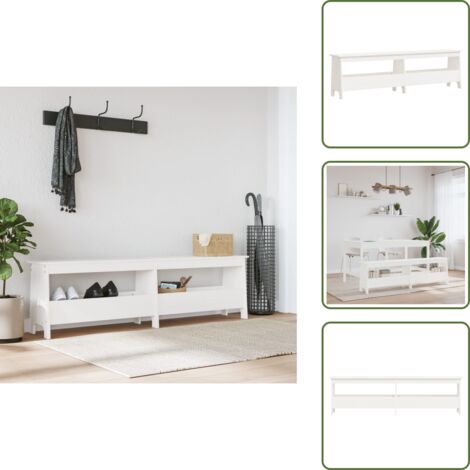 The Living Store Banco de recibidor madera maciza de pino blanco 160x28x45 cm - Banco de pasillo