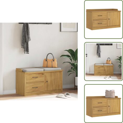 The Living Store Banco de recibidor SANDNES madera maciza de pino 87x40x50 cm - Banco de entrada