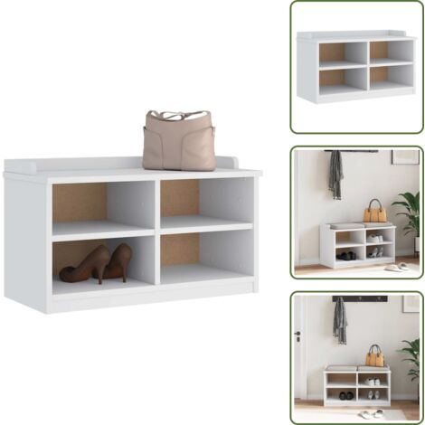 The Living Store Banco de recibidor SANDNES madera maciza pino blanco 87x40x50cm - Banco de entrada