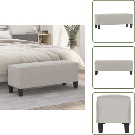The Living Store Banco de tela de microfibra gris claro 100x35x41 cm - Banco de pie