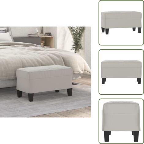 The Living Store Banco de tela de microfibra gris claro 70x35x41 cm - Banco de pie