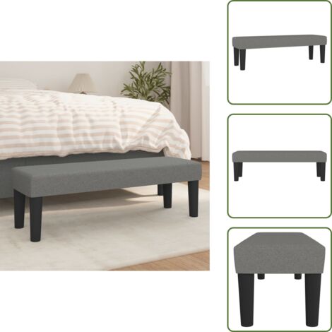 The Living Store Banco de tela gris oscuro 100x30x30 cm - Banco gris oscuro