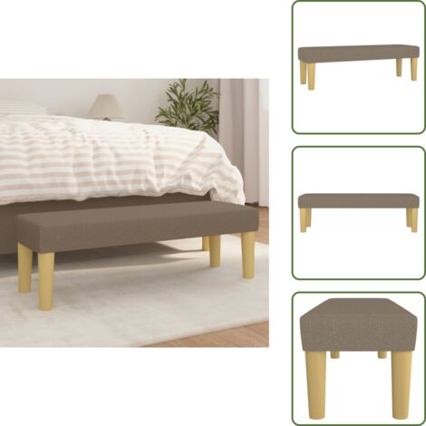 The Living Store Banco de tela gris taupe 100x30x30 cm - Banco multifuncional