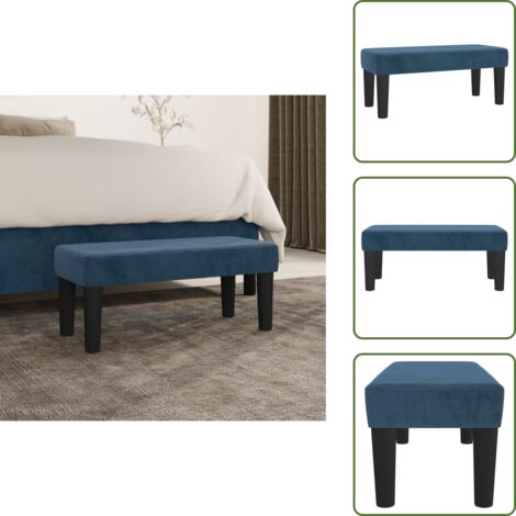 The Living Store Banco de terciopelo azul oscuro 70x30x30 cm - Banco azul oscuro