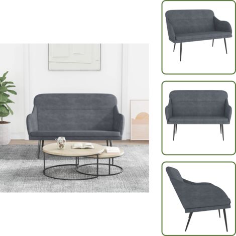 The Living Store Banco de terciopelo gris oscuro 110x76x80 cm - Banco gris oscuro