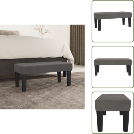 The Living Store Banco de terciopelo gris oscuro 70x30x30 cm - Banco multifuncional