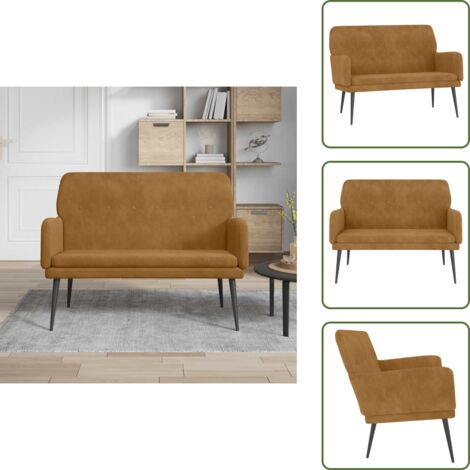 The Living Store Banco de terciopelo marrón 108x79x79 cm - Banco marrón