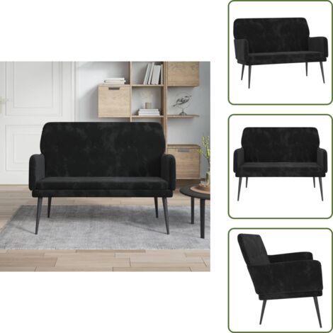 The Living Store Banco de terciopelo negro 108x79x79 cm - Banco negro