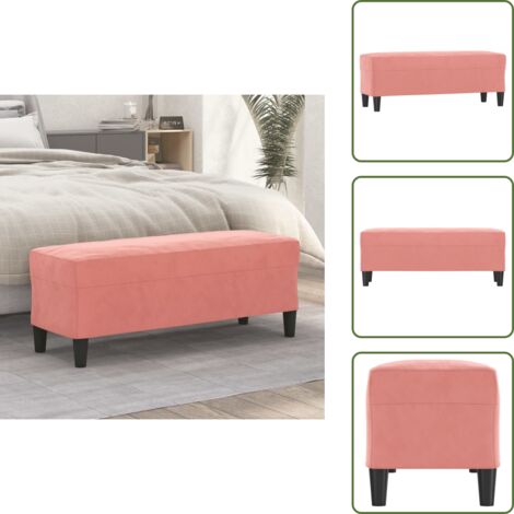The Living Store Banco de terciopelo rosa 100x35x41 cm - Banco de pie