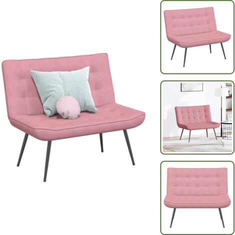 The Living Store Banco de terciopelo rosa 110x74x84 cm - Banco de terciopelo