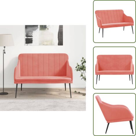 The Living Store Banco de terciopelo rosa 110x76x80 cm - Banco de lectura