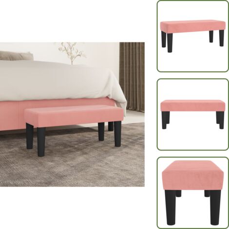The Living Store Banco de terciopelo rosa 70x30x30 cm - Banco de terciopelo