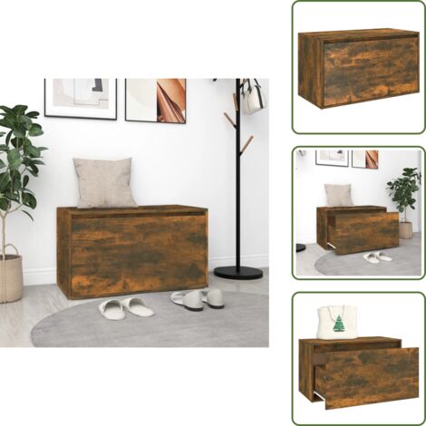 The Living Store Banco pasillo madera de ingeniería roble ahumado 80x40x45 cm - Banco de entrada