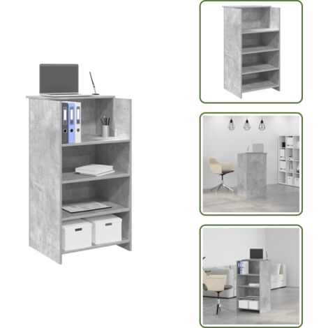 The Living Store Banco Reception Grigio Cemento 55x50x103,5 cm Legno Multistrato - Bancone reception