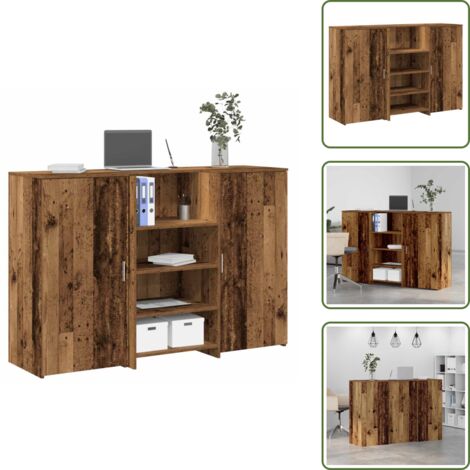 The Living Store Banco Reception Legno Antico 155x50x103,5 cm Legno Multistrato - Banco reception