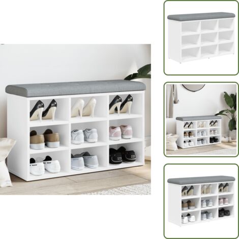 The Living Store Banco zapatero blanco 82x32x50 cm madera de ingeniería - Banco de almacenamiento