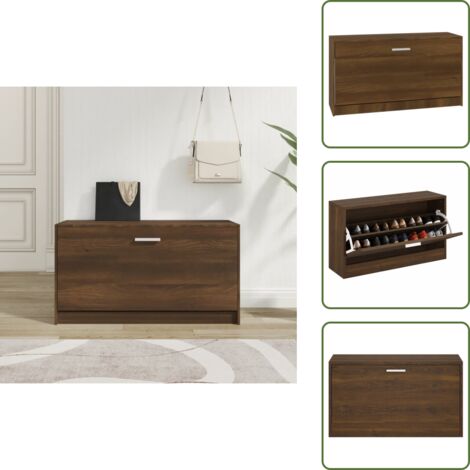 The Living Store Banco zapatero madera contrachapada marrón roble 80x24x45 cm - Banco de zapatos