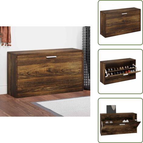 The Living Store Banco zapatero madera contrachapada roble ahumado 80x24x45 cm - Banco para zapatos