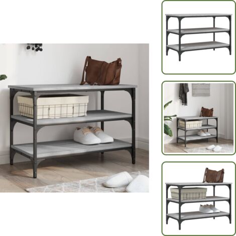 The Living Store Banco zapatero madera de ingeniería gris Sonoma 70x38,5x49 cm - Banco de pasillo