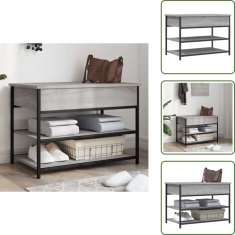The Living Store Banco zapatero madera de ingeniería gris Sonoma 70x42,5x50 cm - Banco de almacenamiento