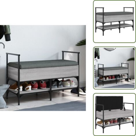 The Living Store Banco zapatero madera de ingeniería gris Sonoma 85,5x42x57,5 cm - Banco de pasillo