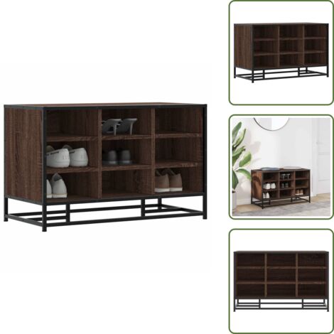 The Living Store Banco zapatero madera de ingeniería marrón roble 84x40x53,5 cm - Banco de recibidor