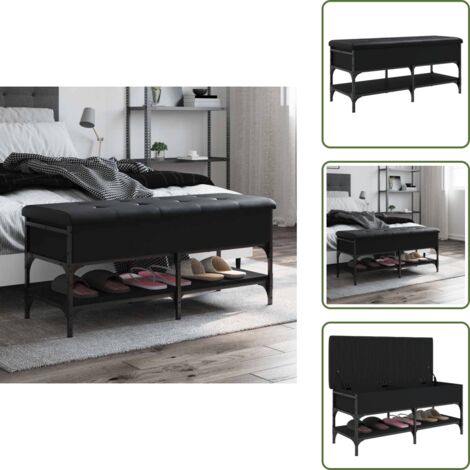 The Living Store Banco zapatero madera de ingeniería negro 102x42x45 cm - Banco de pasillo