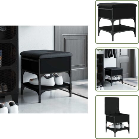 The Living Store Banco zapatero madera de ingeniería negro 42x42x45 cm - Banco de pasillo