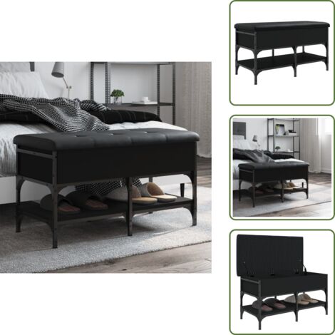 The Living Store Banco zapatero madera de ingeniería negro 82x42x45 cm - Banco de pasillo