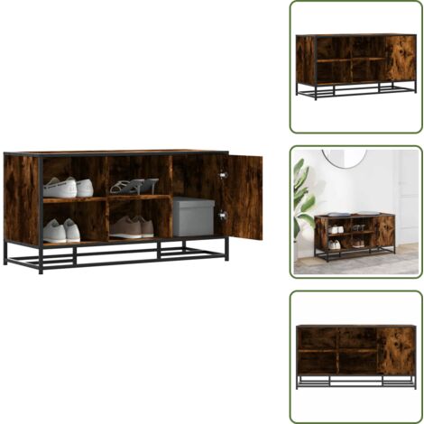 The Living Store Banco zapatero madera de ingeniería roble ahumado 100x40x53,5cm - Banco de recepción