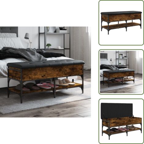 The Living Store Banco zapatero madera de ingeniería roble ahumado 102x42x45 cm - Banco de almacenamiento