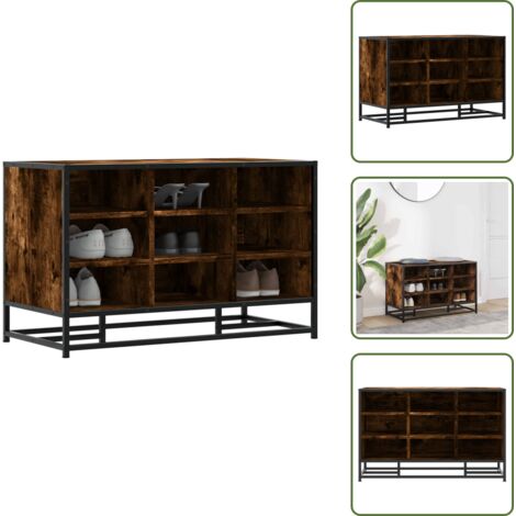 The Living Store Banco zapatero madera de ingeniería roble ahumado 84x40x53,5 cm - Banco de recibidor