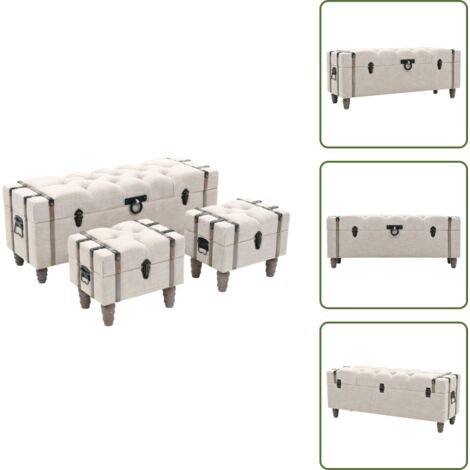 The Living Store Bancos de almacenamiento 3 piezas madera y acero 112x37x45 cm - Muebles de almacenamiento