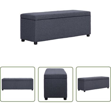 The Living Store Bank mit Staufach 116 cm Dunkelgrau Polyester - Aufbewahrungsbox - Sitzbank - Möbel - Wohnzimmer Dekoration - Grau Sofa