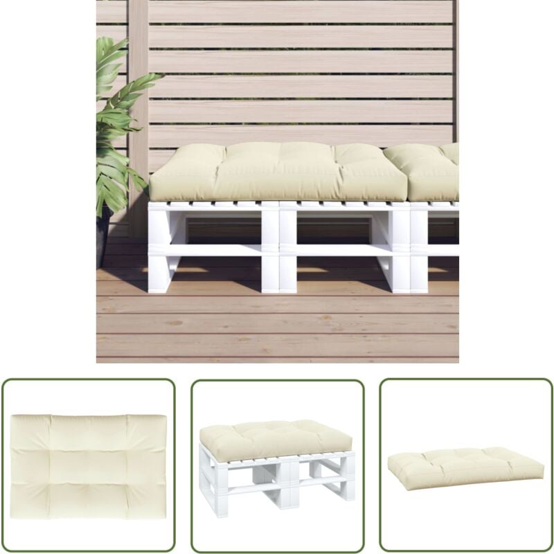 Coussin de palette crème 120x80x12 cm tissu - Coussin Exterieur - Coussin Patio - Coussin Chaise Longue - Coussin Décoratif - Coussin Design - The