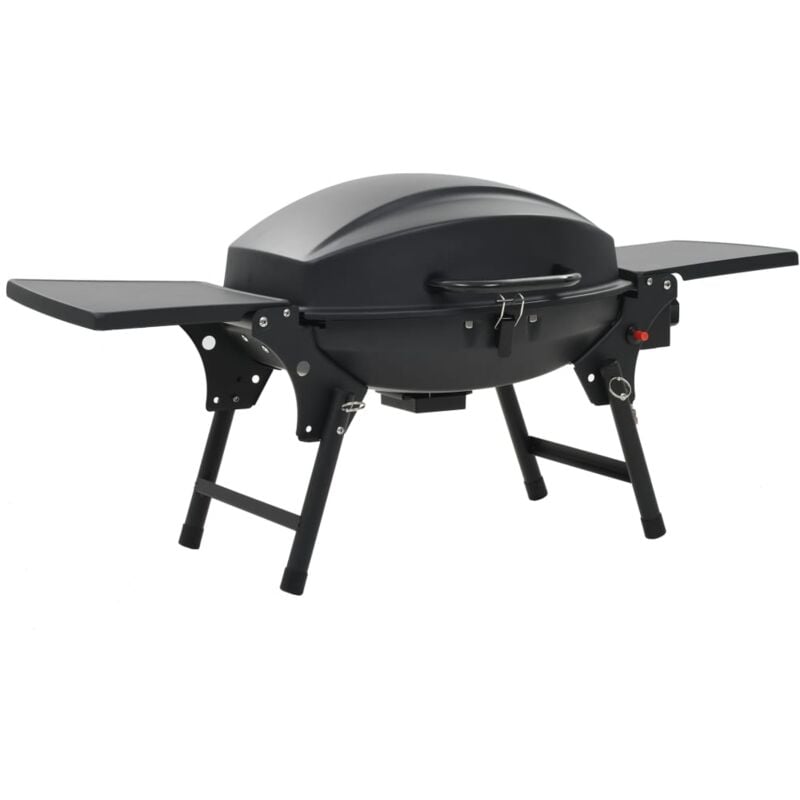 The Living Store - Barbecue à gaz portatif avec zone de cuisson Noir Noir