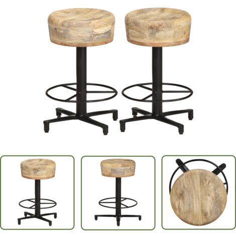 The Living Store Barhocker 2 Stk. 52 cm Mango Massivholz - Barhocker - Mangoholz - Barstühle - Küchenstühle - Wohnzimmerdeko