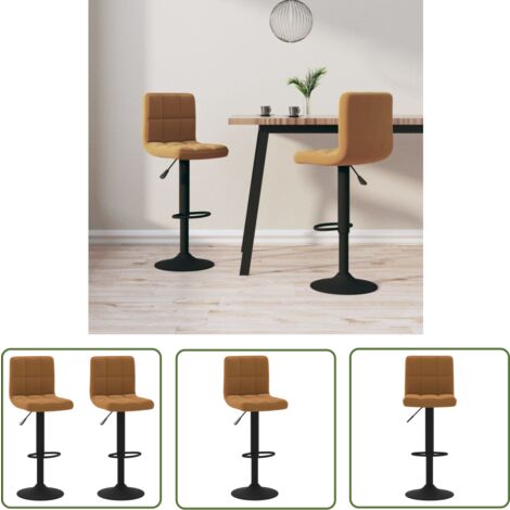 The Living Store Barhocker 2 Stk. Braun Samt - Barhocker - Samt Sessel - Küchenhocker - Hochstuhl - Drehbares Stuhl