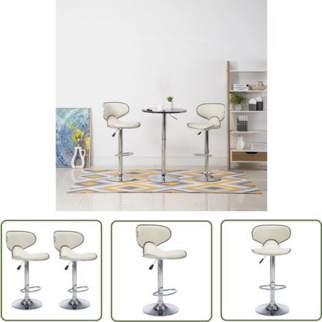 The Living Store Barhocker 2 Stk. Creme Kunstleder - Barhocker - Küchenhocker - Creme Barstool - Esszimmerstühle - Wohnzimmerstühle