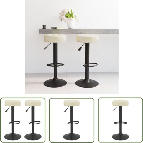 The Living Store Barhocker 2 Stk. Creme Samt - Samt Sessel - Barhocker - Creme Farbe - Drehbare Barhocker - Gaslift Stuhl