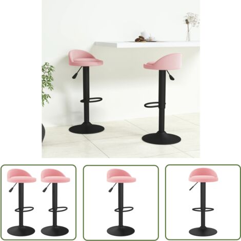 The Living Store Barhocker 2 Stk. Rosa Samt - Samtsessel - Rosa Sessel - Barhocker - Thekenhocker - Höhenverstellbarer Stuhl
