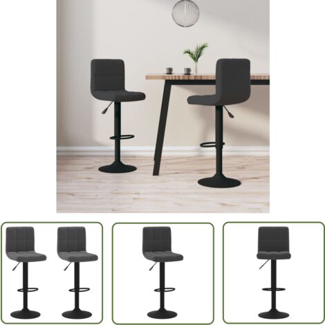 The Living Store Barhocker 2 Stk. Schwarz Samt - Samt Sessel - Barhocker - Schwarzer Stuhl - Drehbares Barstool - Höhenverstellbar
