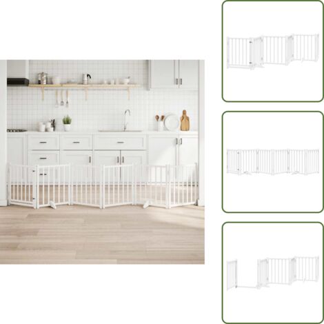 The Living Store Barrière pour chiens avec porte 6 panneaux bois de sapin massif - Barrière pour chiens