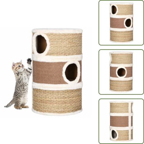 The Living Store Barril rascador para gatos hierba marina 60 cm - Juego para gatos