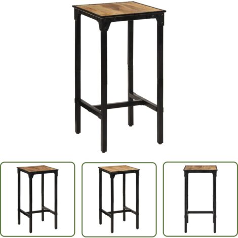 The Living Store Bartisch 60x55x107 cm Raues Massivholz Mango - Bartisch - Mangoholz - Holzmöbel - Kücheninsel - Wohnzimmerdeko