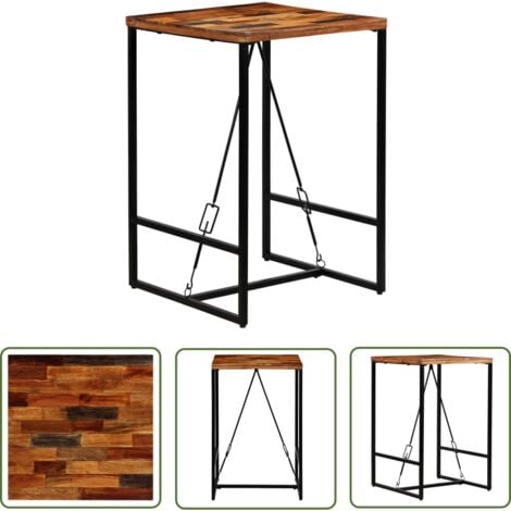 The Living Store Bartisch Altholz Massiv 70x70x106 cm - Industrieller Stil - Esstisch - Bartisch - Altholztisch - Vintage Tisch